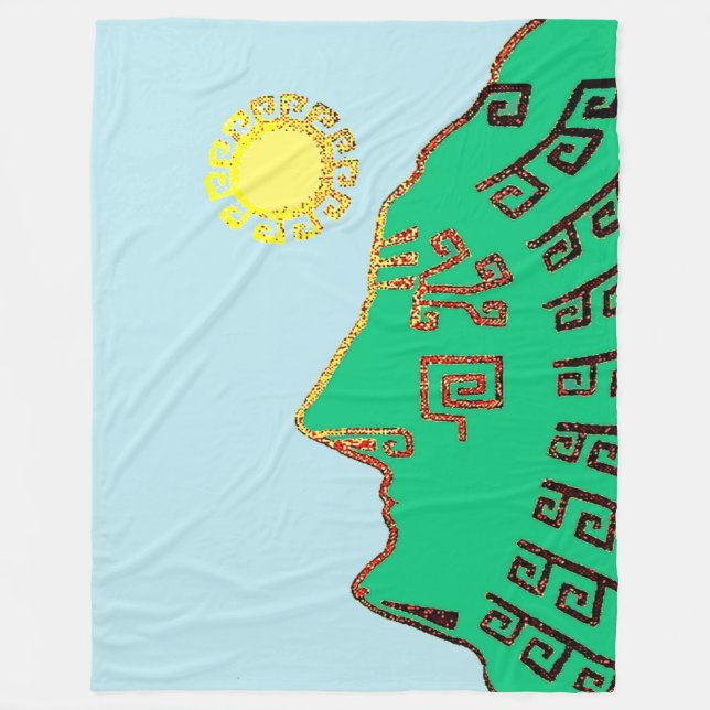 Couverture Polaire Machu Picchu Cusco Pérou Dessin Toison Blanche (Devant)