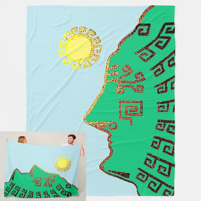 Couverture Polaire Machu Picchu Cusco Pérou Dessin Toison Blanche (Créateur téléchargé)