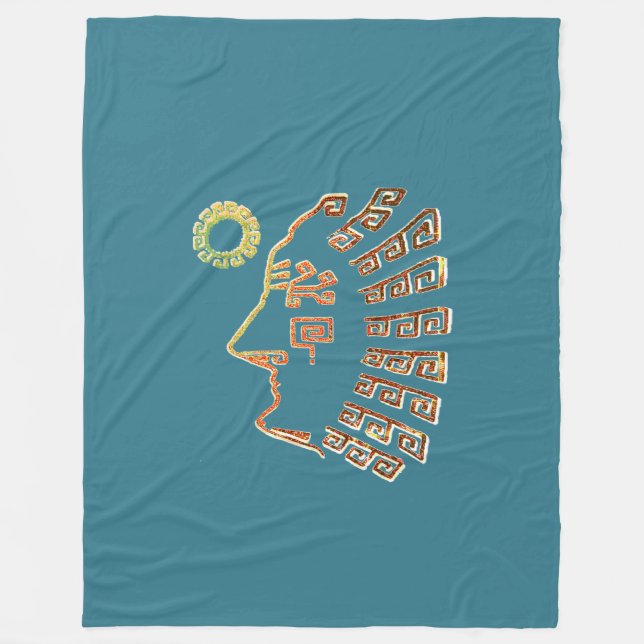 Couverture Polaire Machu Picchu Cusco Pérou Dessin Turquoise (Devant)