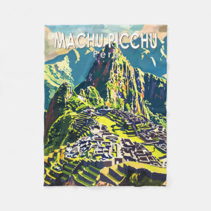 Couverture Polaire Machu Picchu Pérou Amérique du Sud Voyage Art Vint
