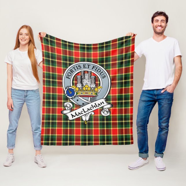 Couverture Polaire MacLachlan Chasse Moderne Clan Badge Tartan Plaid (En situation)