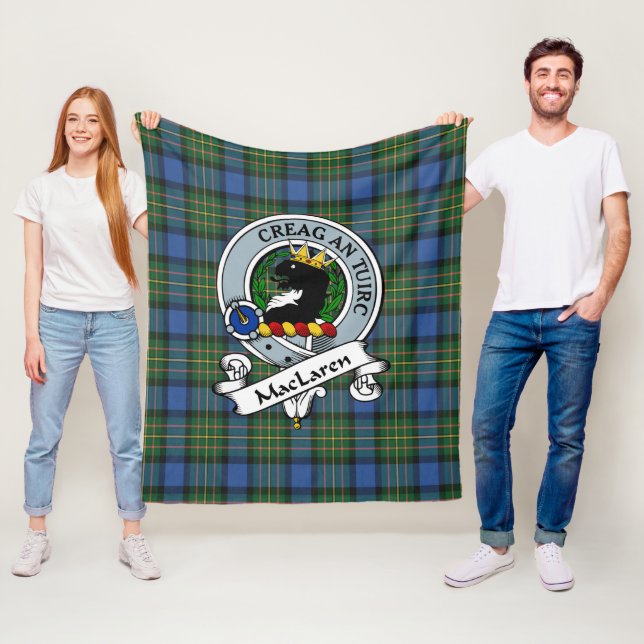 Couverture Polaire MacLaren Ancien Clan Badge Tartan Plaid (En situation)