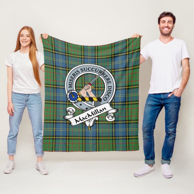 Couverture Polaire MacMillan Chasse Ancien Clan Badge Tartan Plaid (En situation)
