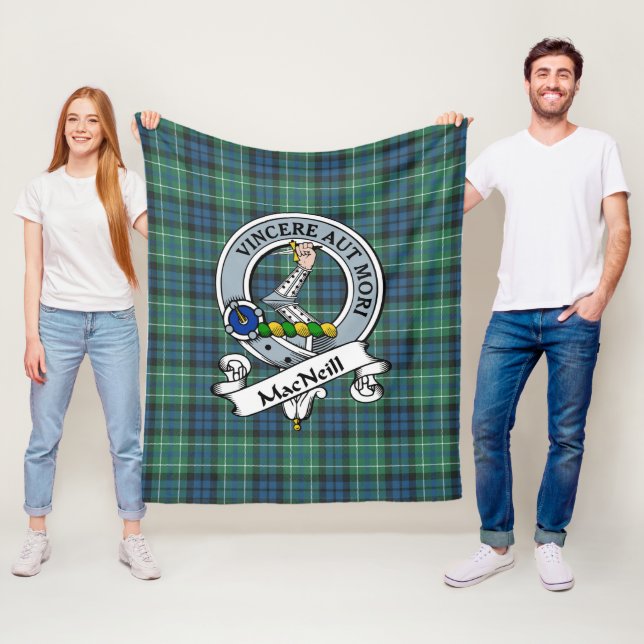 Couverture Polaire MacNeill De Colonsay Clan Badge Tartan Plaid (En situation)