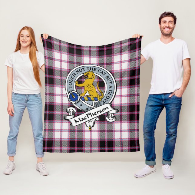 Couverture Polaire MacPherson Chasse Moderne Clan Badge Tartan Plaid (En situation)
