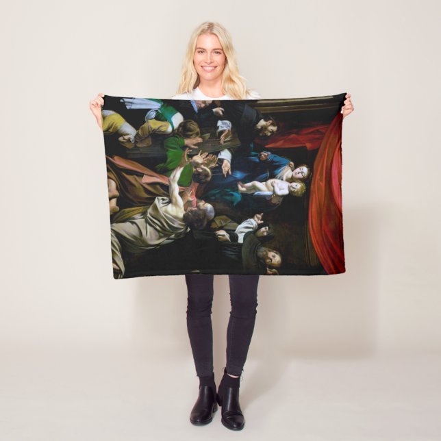 Couverture Polaire Madonna du Rosaire, Caravaggio (En situation)