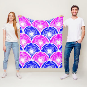 Couverture Polaire Magenta et bleu chinois semi-cercle Motif vague