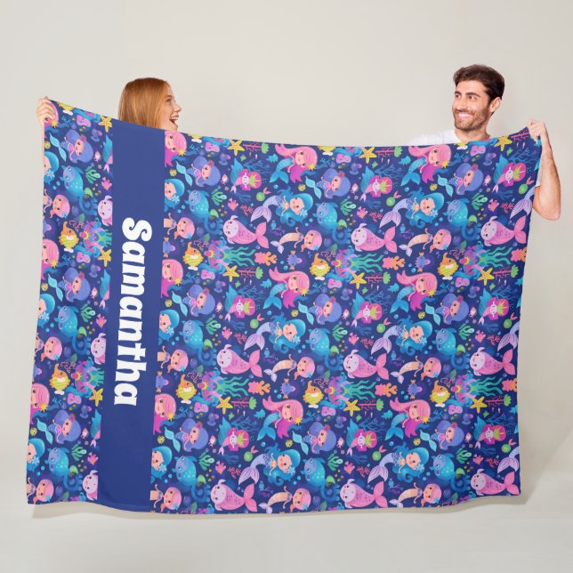 Couverture Polaire Magie de sirène avec personnalisation (En situation)