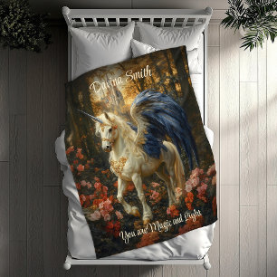 Couverture Polaire Magique Pegasus Bleu Bleu Imaginaire Unicorne