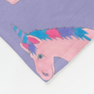 Couverture Polaire Magique Pink Purple Horn Unicorn Cheval Mythique