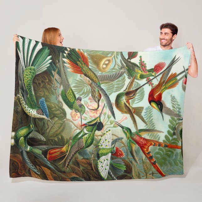 Couverture Polaire Magnifique Ernst Haeckel Hummingbirds (En situation)