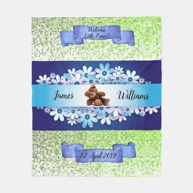 Couverture Polaire Magnifique Ours Bleu Teddy Whimsical Personnaliser (Devant)