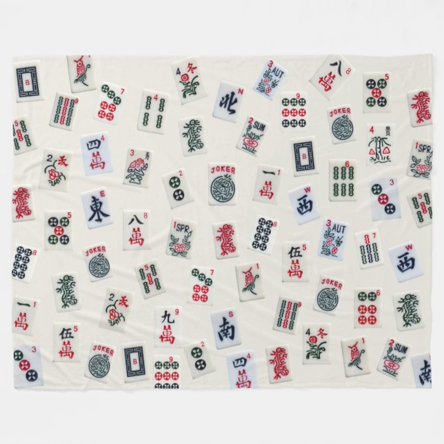 Couverture Polaire MahJongg carreaux symboles conception sur badge (Devant (Horizontal))