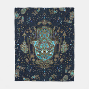 Couverture Polaire Main de Hamsa - Main de Fatima Blue Gemstones