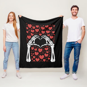 Couverture Polaire Main de squelette cœur Saint-Valentin Amour drôle