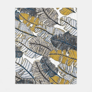 Couverture Polaire Main tirée : Feuilles tropicaux