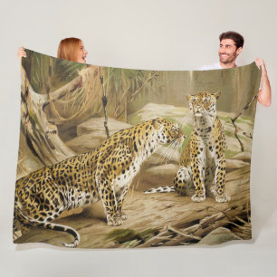Couverture Polaire Maison de la Jungle - Paire de léopards sauvages