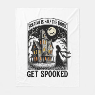 Couverture Polaire Maison Hantée Halloween Gravure Vintage Horreur S