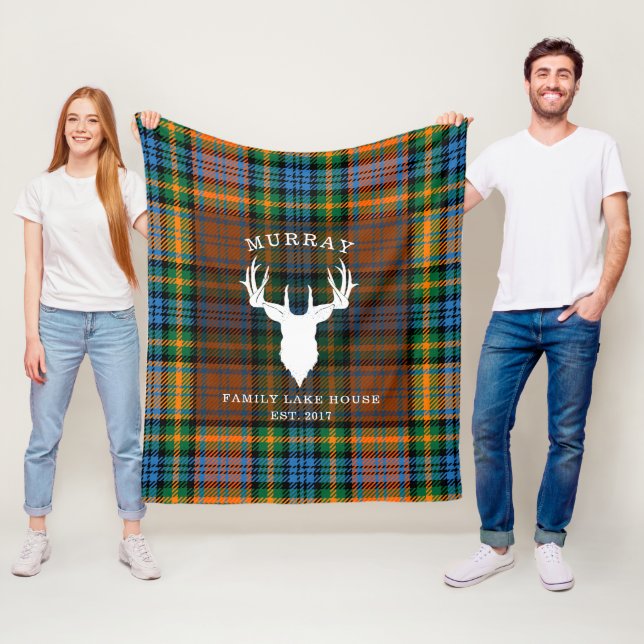 Couverture Polaire Maison Plaid Clan Murray Tartan Family Lake (En situation)