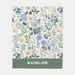 Couverture Polaire Maisonnette Teinte Bleue Cottagecore Fleur Sauvage