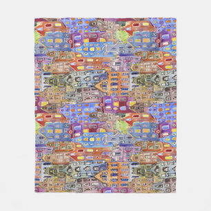 Couverture Polaire Maisons Cityscape, motif urbain sans soudure.