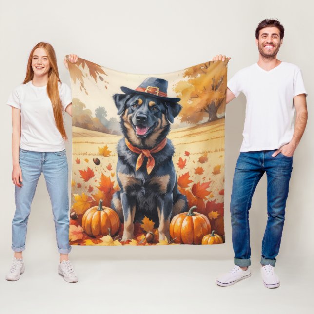 Couverture Polaire Malinois Belge À L'Automne Quitte L'Art Thanksgivi (En situation)
