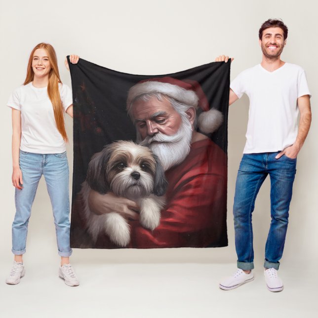 Couverture Polaire Malti Tzu Avec Noël Festif Du Père Noël (En situation)