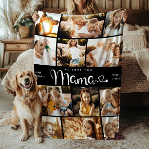 Couverture Polaire  Mama We Love you Hearts Modern Photo Collage Flee