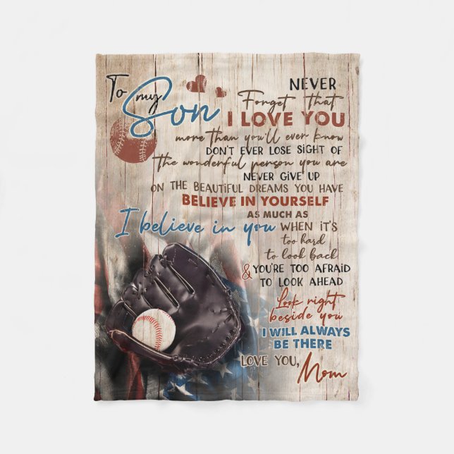 Couverture Polaire Maman À Mon Fils Je Serai Toujours Là Au Baseball (Devant)