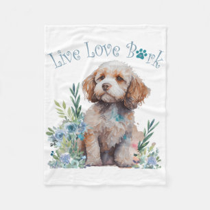 Couverture Polaire Maman Chien Cockapoo Floral