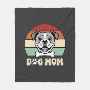 Couverture Polaire Maman Chien Rétro Bulldog Vector
