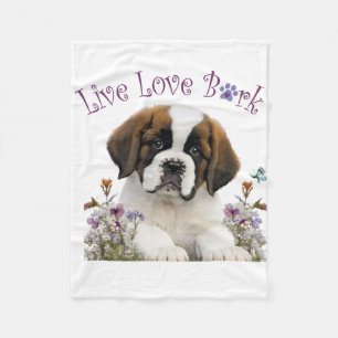 Couverture Polaire Maman chien St. Bernard Floral