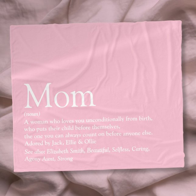 Couverture Polaire Maman Définition Fun Cool Rose polaire Blanche (Mom Definition Fun Cool Pink Fleece Blanket)
