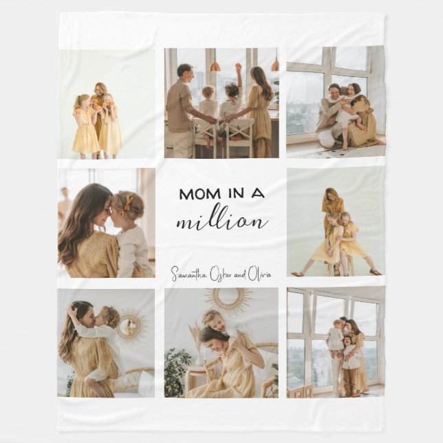 Couverture Polaire "Maman en un million" Collage photo personnalisé | (Devant)