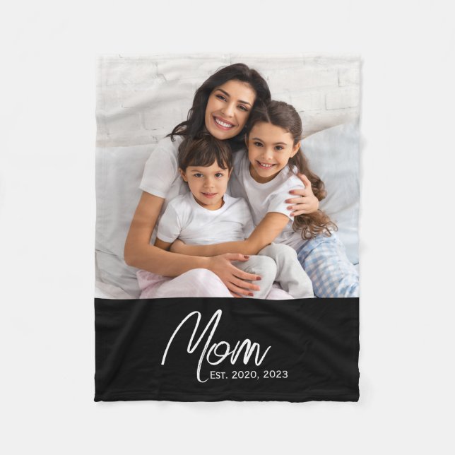 Couverture Polaire Maman Etabli Black Modern Script Photo (Devant)