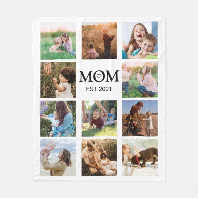 Couverture Polaire Maman Famille Photo Collage Moderne (Devant)