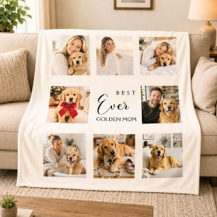 Couverture Polaire Maman Golden Retriever Mère Crème Photo Collage