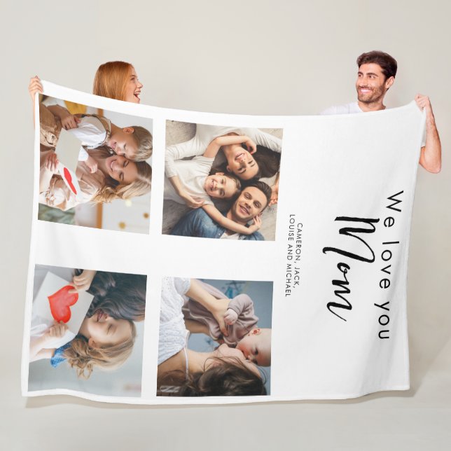 Couverture Polaire maman, maman, photo collage, on t'aime, typographi (En situation)