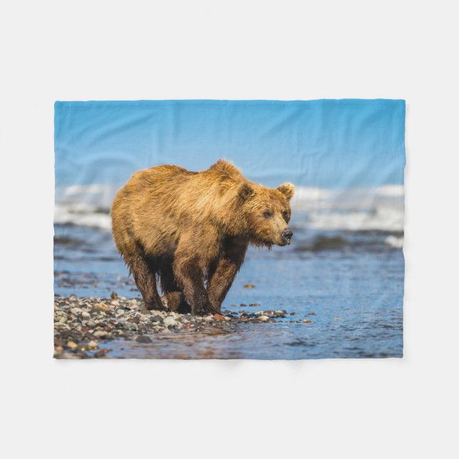 Couverture Polaire Maman ours regarde ses deux enfants (Devant (Horizontal))