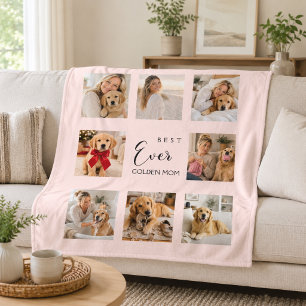 Couverture Polaire Maman Retriever doré Mère Rose Collage photo