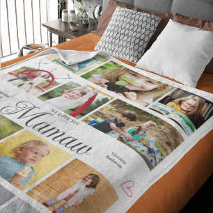 Couverture Polaire Mamaw Nous Vous Aimons Cœurs Personnalisés