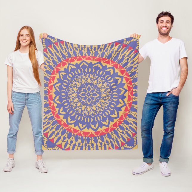 Couverture Polaire Mandala (En situation)