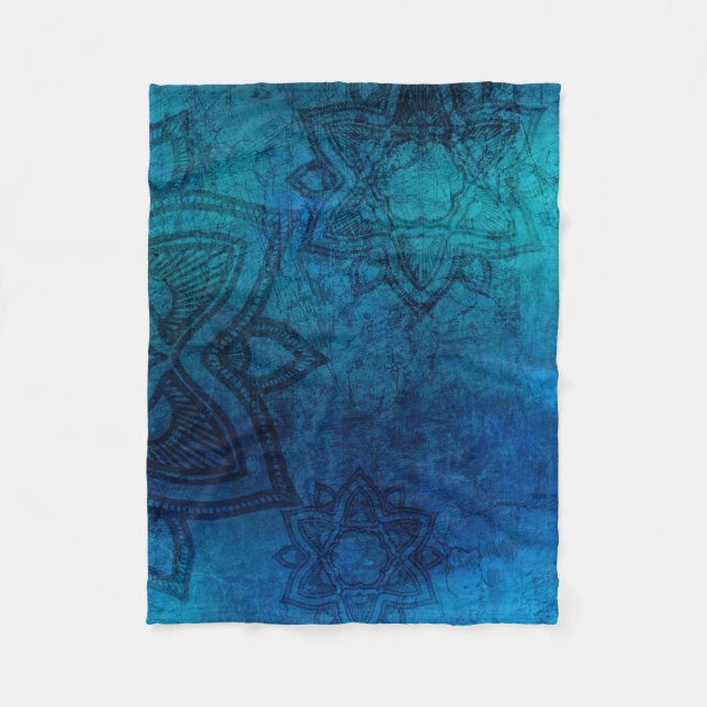 Couverture Polaire Mandala bleu turquoise dévêtu  (Devant)