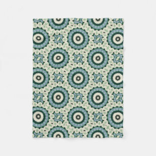 Couverture Polaire Mandala de fleur blanche et de bleu Cerulean
