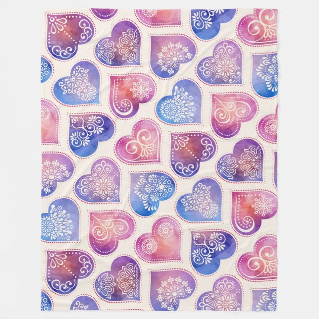 Couverture Polaire Mandala Hearts Motif (Devant)
