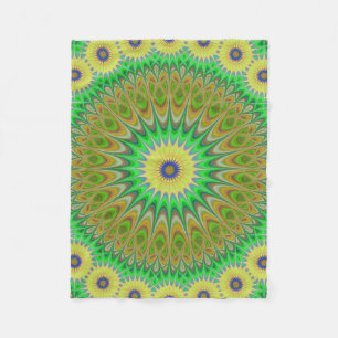 Couverture Polaire Mandala jaune de fleur