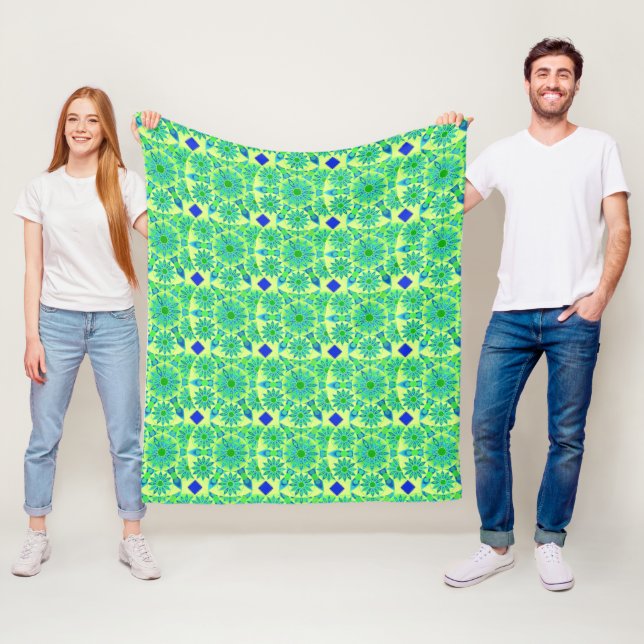 Couverture Polaire Mandala Motif, Emerald Green et Peacock (En situation)