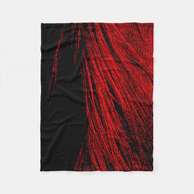 Couverture Polaire Mane de Cheval Rouge Blanche en polaire Abstraite (Devant)