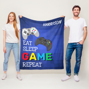Couverture Polaire Mangez, Dormir, Jeu, Répéter   Gamer Personnalisé