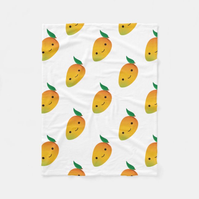 Couverture Polaire Mangue de sourire mignonne de Kawaii (Devant)
